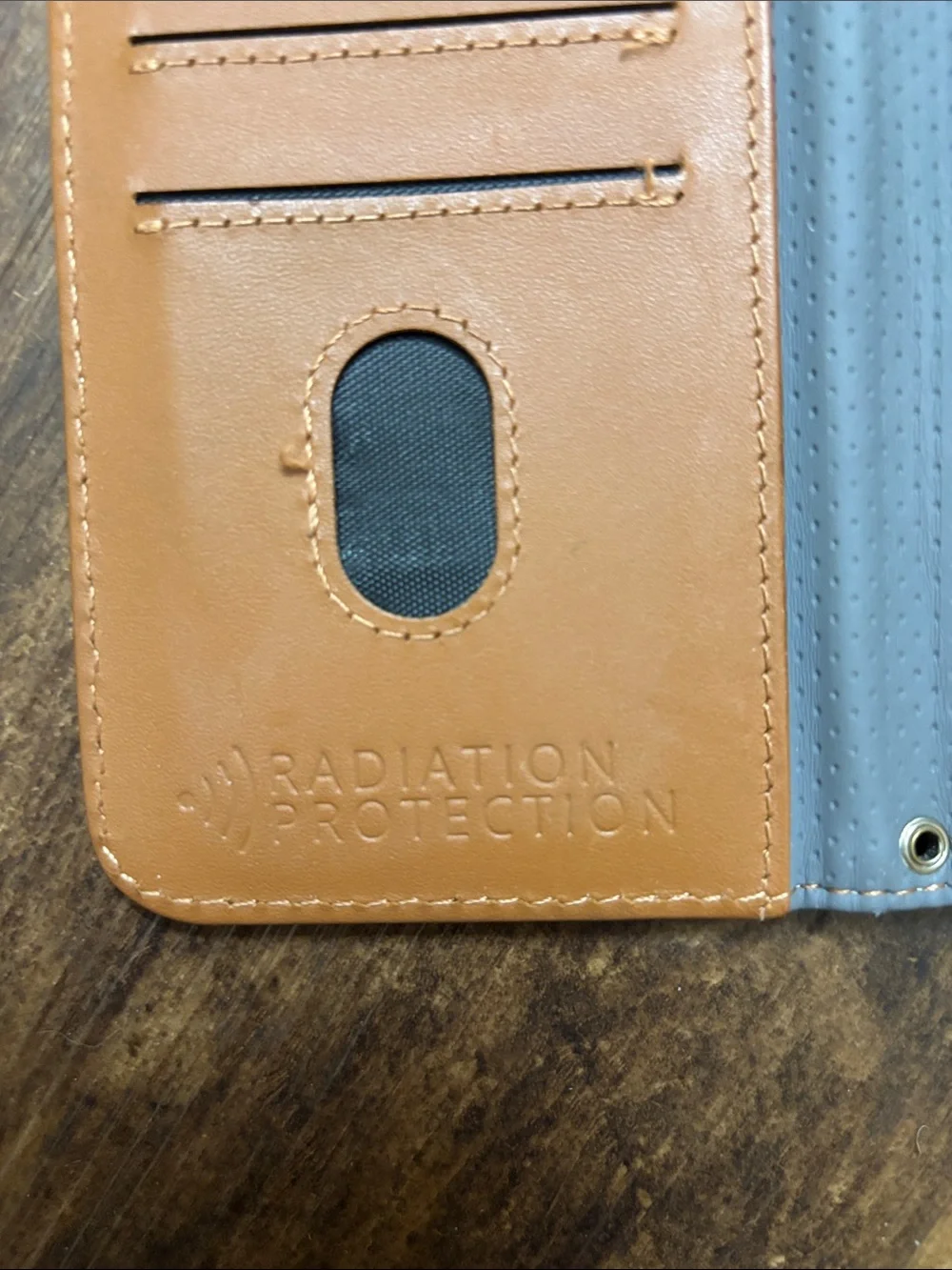 SafeSleeve Leather Wallet Case iPhone 15 Plus RFID EMF Blocker Brown